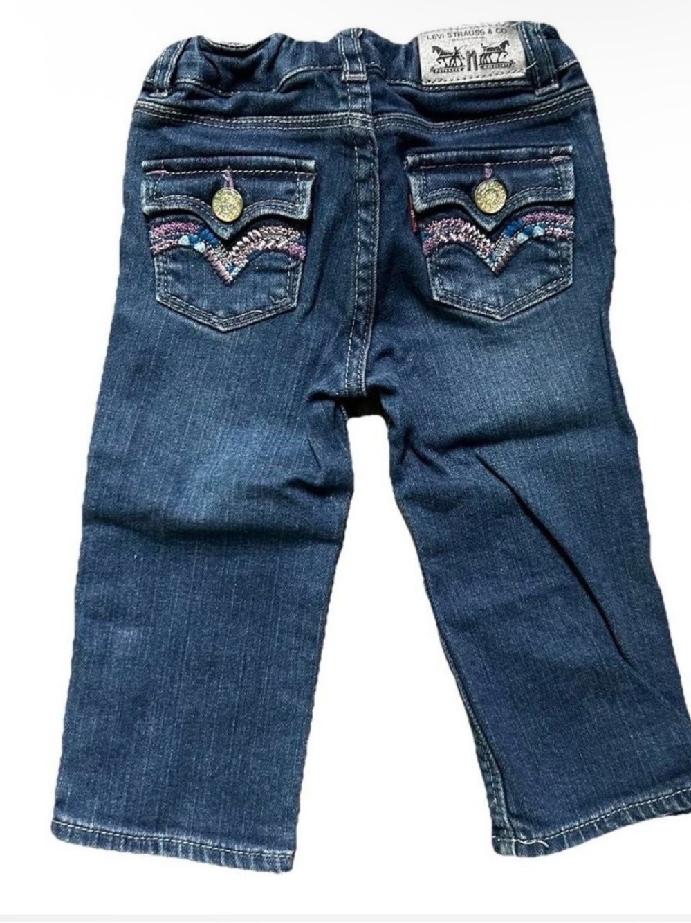 Baby Girl Levi Strauss Slim Straight Jeans Embroidered Detail Size 12 Months